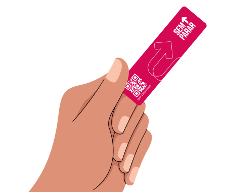 Mão segurando Tag Sem Parar